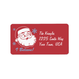 Retro Santa tro adressetikett