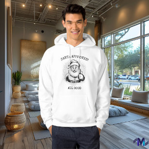 Retro Santa-tröja - Vintage Halftone Svart Design Hoodie