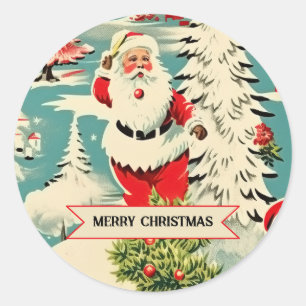Retro Santa Underland Runt Klistermärke