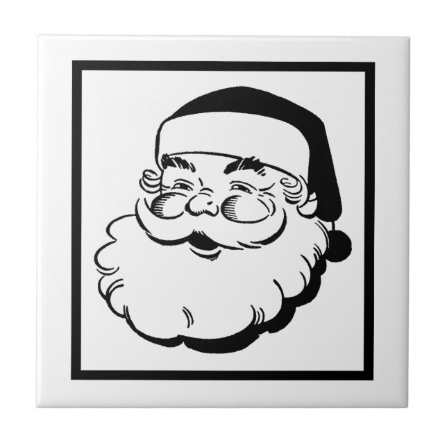 Retro Santa White Ceramic Tile Kakelplatta (Framsidan)