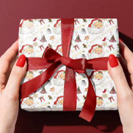 Retro Santa White och Red Allt jul Presentpapper