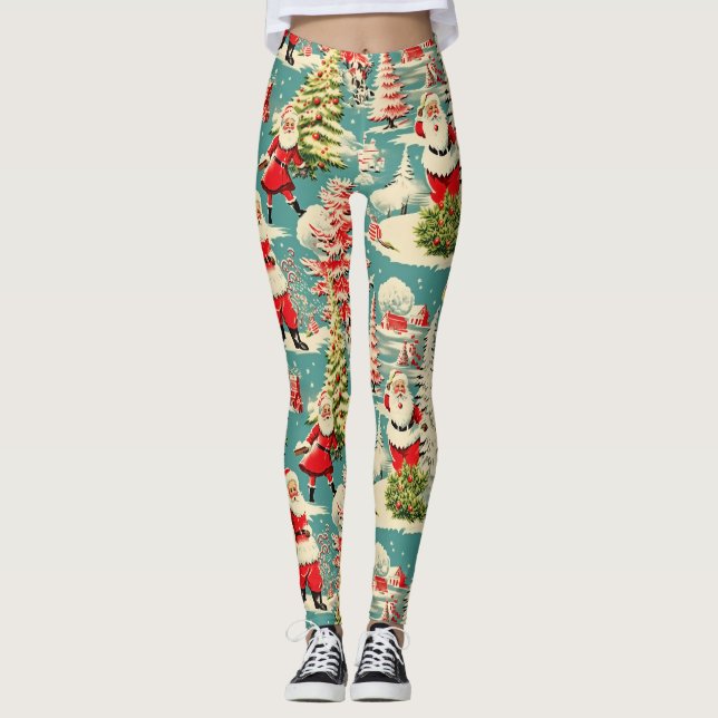 Retro Santa Wonderland 2 Leggings (Framsida)