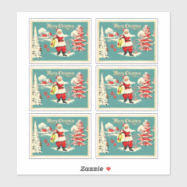 Retro Santa Wonderland Holiday Card Klistermärken