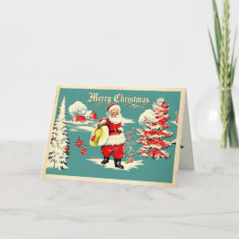 Retro Santa Wonderland Holiday Card Meddelande