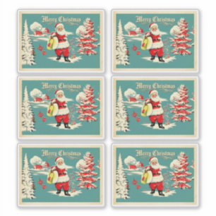 Retro Santa Wonderland Julkort Klistermärken