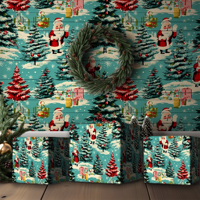 Retro Santa Wonderland Presentpapper (Skapare uppladdad)