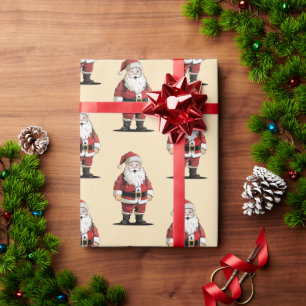 Retro Santa Wrapping Papper Presentpapper