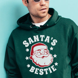 Retro Santa's Bestie Modern Grönt Manar jul Hoodie