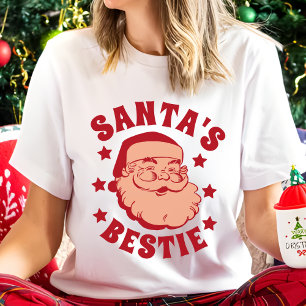 Retro Santa's Bestie Modern Women's Jul T Shirt