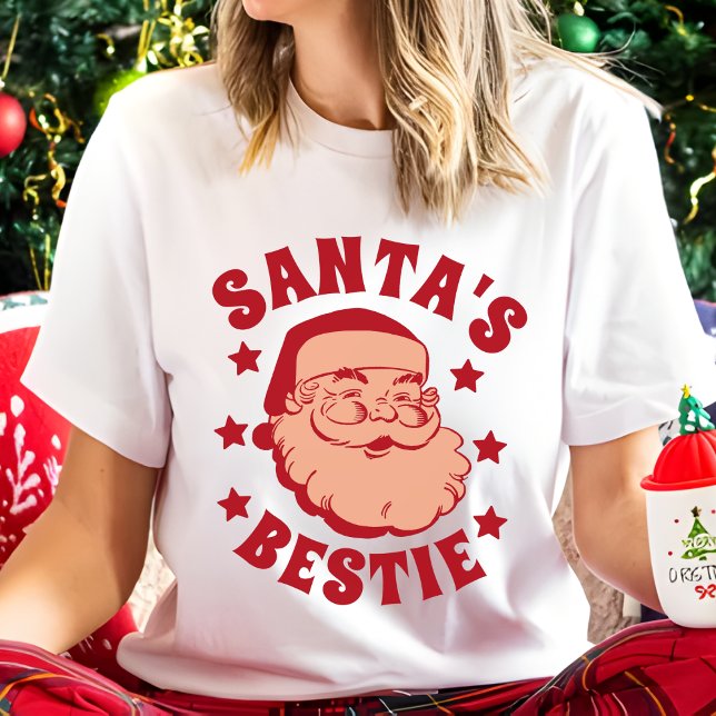 Retro Santa's Bestie Modern Women's Jul T Shirt (Skapare uppladdad)