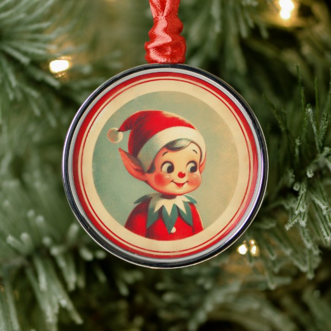 Retro Santa's Elf Vintage jul Julgransprydnad Metall (Träd)