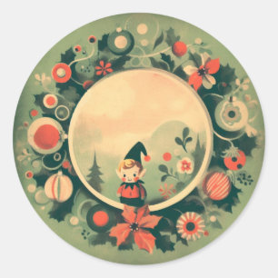 Retro Santa's Elf Vintage jul Runt Klistermärke