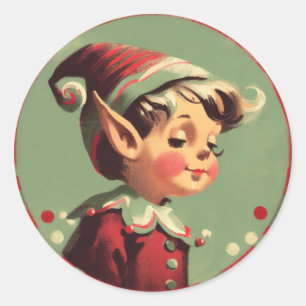 Retro Santa's Elf Vintage jul Runt Klistermärke