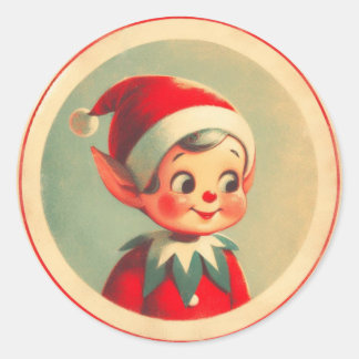 Retro Santa's Elf Vintage jul Runt Klistermärke