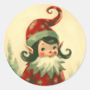 Retro Santa's Elf Vintage jul Runt Klistermärke