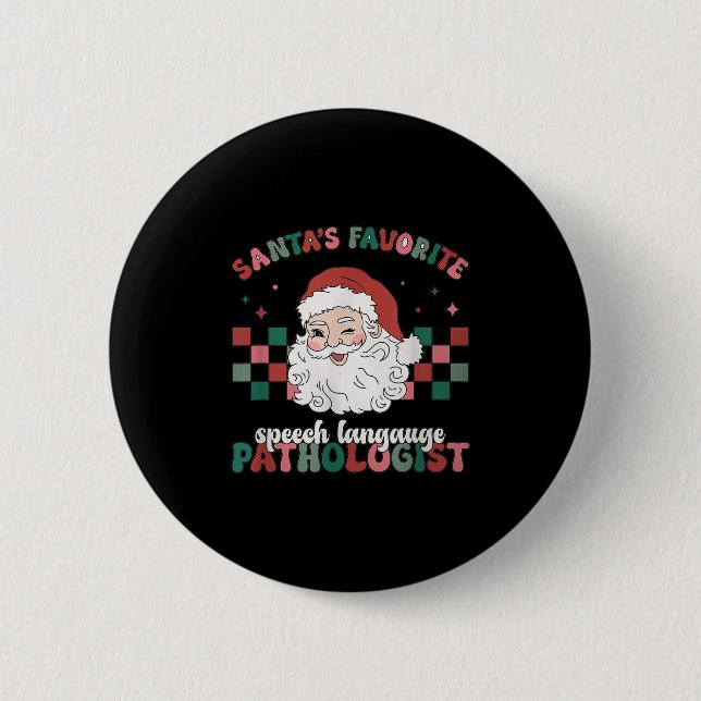 Retro Santa's Favorite Speech Language Christmas S Knapp (Framsida)