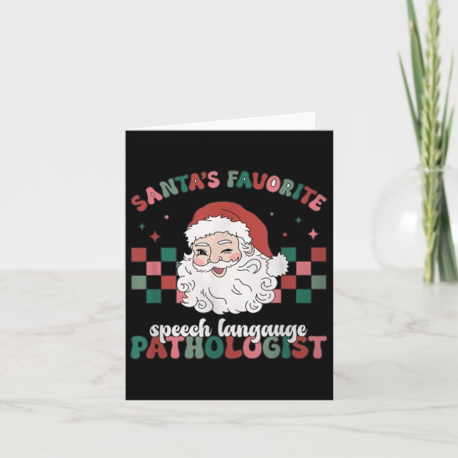 Retro Santa's Favorite Speech Language Christmas S Kort (Framsida)