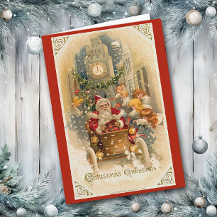 Retro Santa's Midnight Springa julkort Helgkort