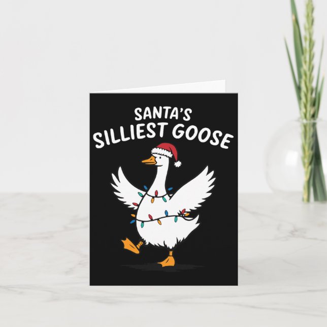 Retro Santa's Silliest Goose-Fåniget Goose Kort (Framsida)