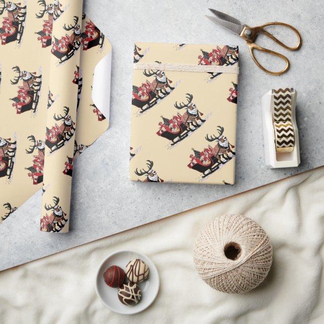 Retro Santa's Sleigh-julafton Papper Presentpapper (Hantverk)