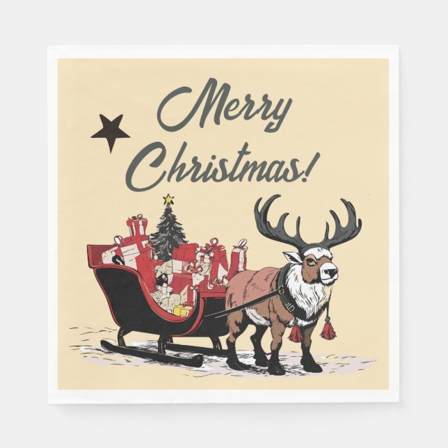 Retro Santa's Sleigh Pappersservett (Framsidan)