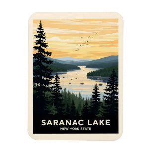 Retro Saranac Lake New York Resa Magnet