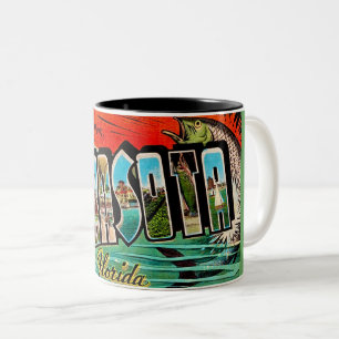 Retro Sarasota Florida vykortsmugg Två-Tonad Mugg