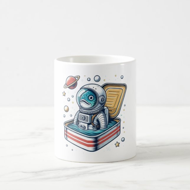 Retro-sardinastronautrolig mugg (Center)