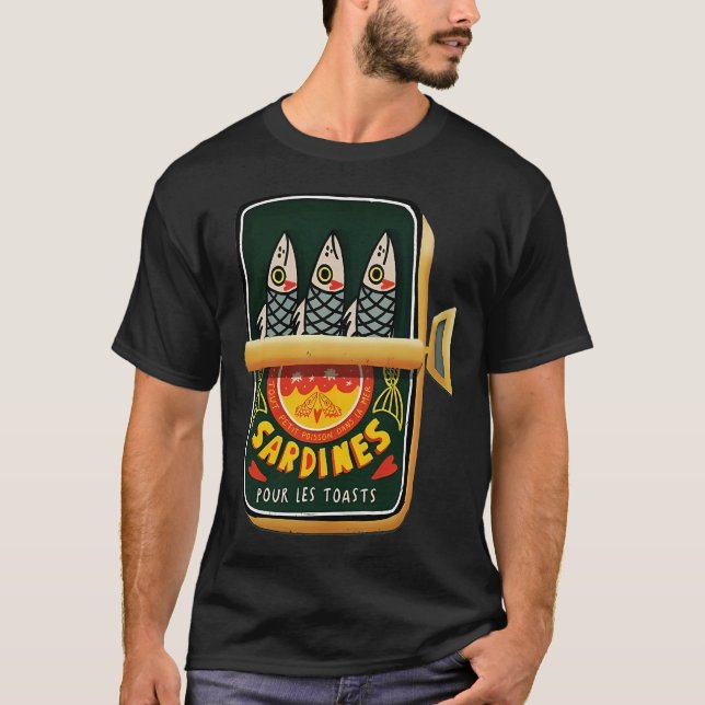Retro Sardindåse Illustration T Shirt (Framsida)