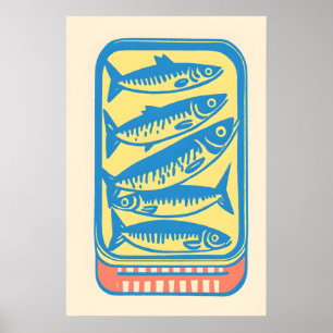 Retro Sardindosedel Popkonsttryck Minimalistisk Ma Poster