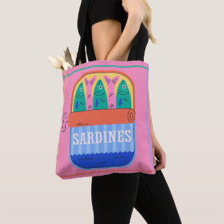 Retro Sardindosekillustration Rosa Tygkasse