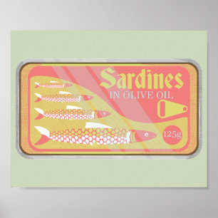Retro Sardines Poster
