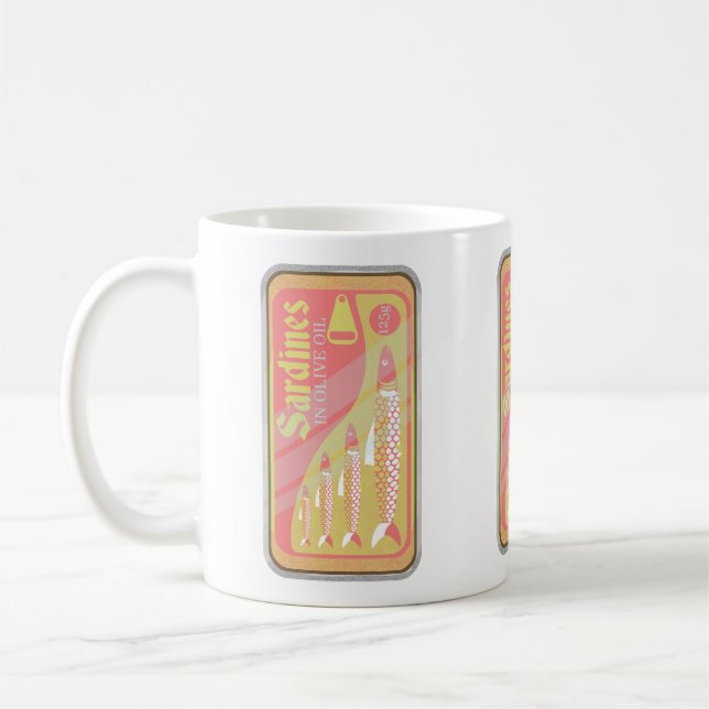 Retro Sardines Poster Kaffemugg (Vänster)