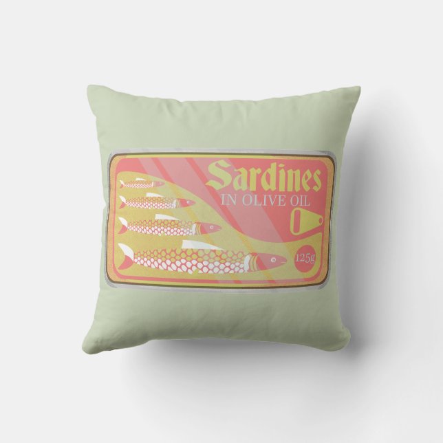 Retro Sardines Poster Kudde (Baksida)