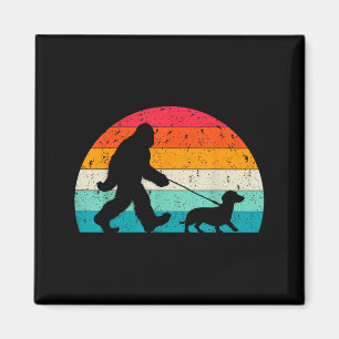 Retro Sasquatch Älskare Doxie Wiener Hund Gågata B Magnet