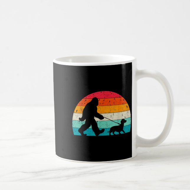 Retro Sasquatch Lover Doxie Wiener Dog Walker Bigf Kaffemugg (Höger)
