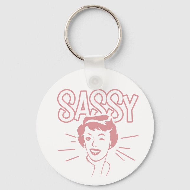 Retro Sassy Attitude Nyckelring (Framsida)