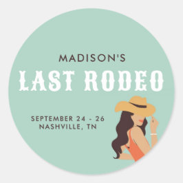 Retro Sassy Last Rodeo Rosa Grönt Bachelorette Runt Klistermärke