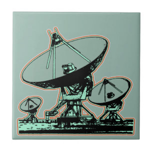 Retro Satellite Dish Graphic Kakelplatta