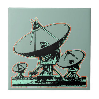 Retro Satellite Dish Graphic Kakelplatta