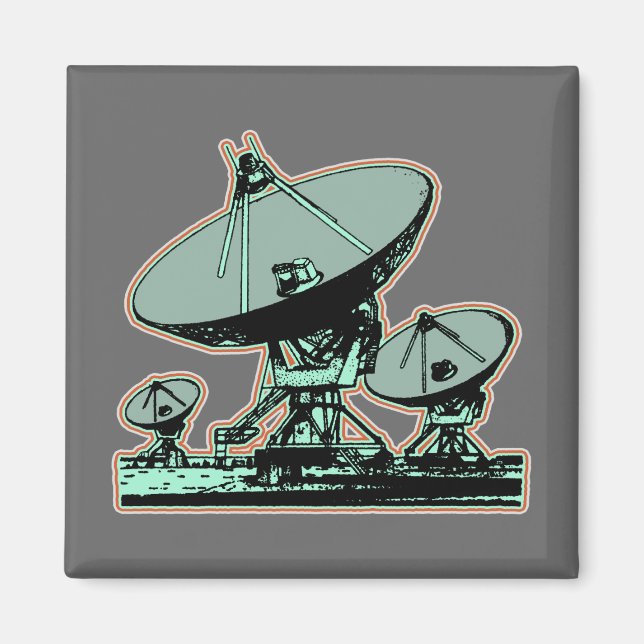 Retro Satellite Dish Graphic Magnet (Framsidan)