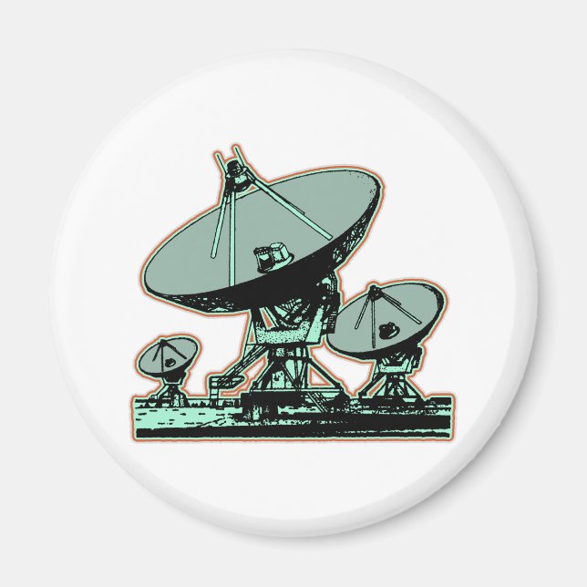Retro Satellite Dish Graphic Magnet (Framsidan)