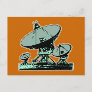 Retro Satellite Dish Graphic Vykort