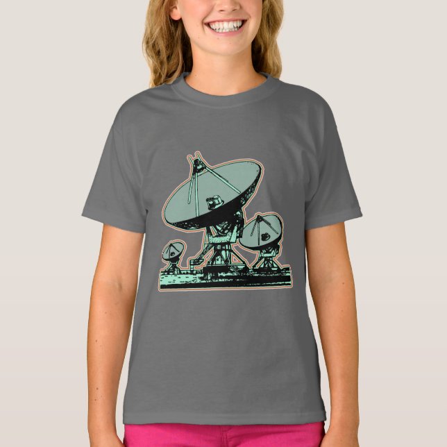 Retro satellitskål grafik tee shirt (Framsida)