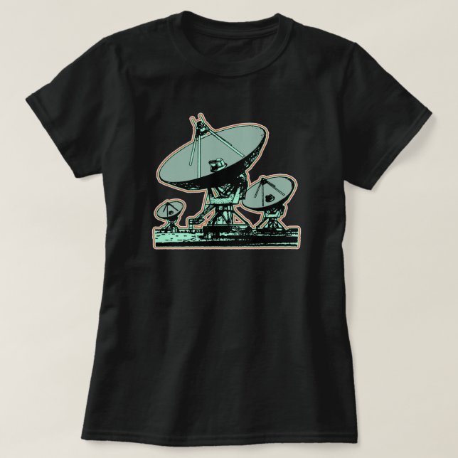 Retro satellitskål grafik tee shirt (Design framsida)