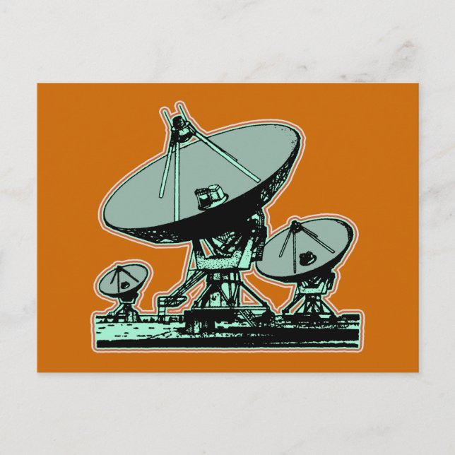 Retro satellitskål grafik vykort (Framsida)