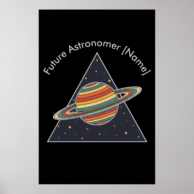 Retro Saturn-konst med framtida astronom - Anpassa Poster (Framsidan)