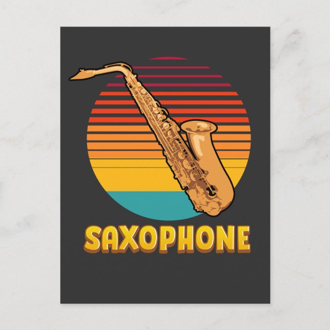 Retro Saxofon Vykort (Framsida)