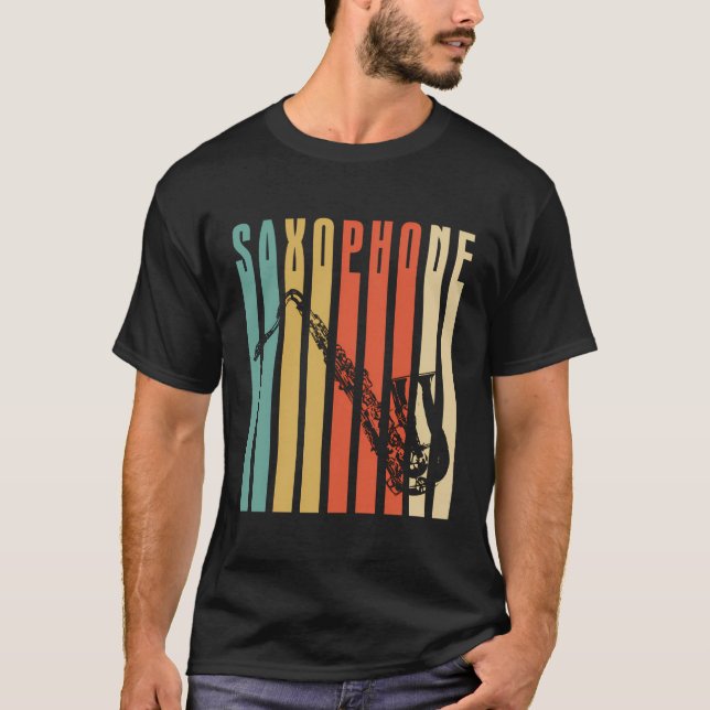 Retro Saxophone T Shirt (Framsida)