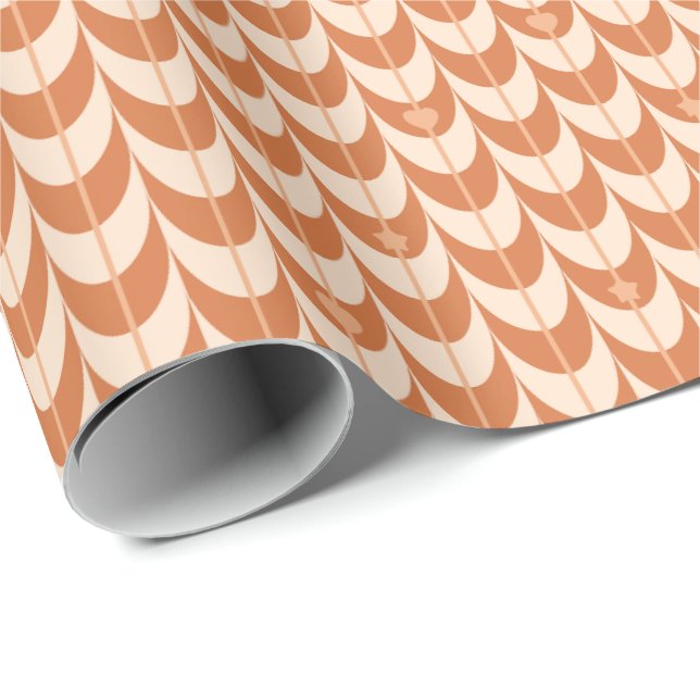 Retro Scallop Geometriskt Mönster Presentpapper (Rullad Hörn)